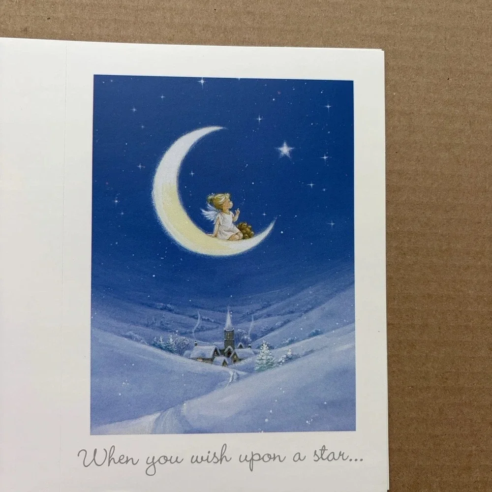 Vintage 90s Giordano Studios Christmas Greeting Cards Unused Moon Kitten Santa